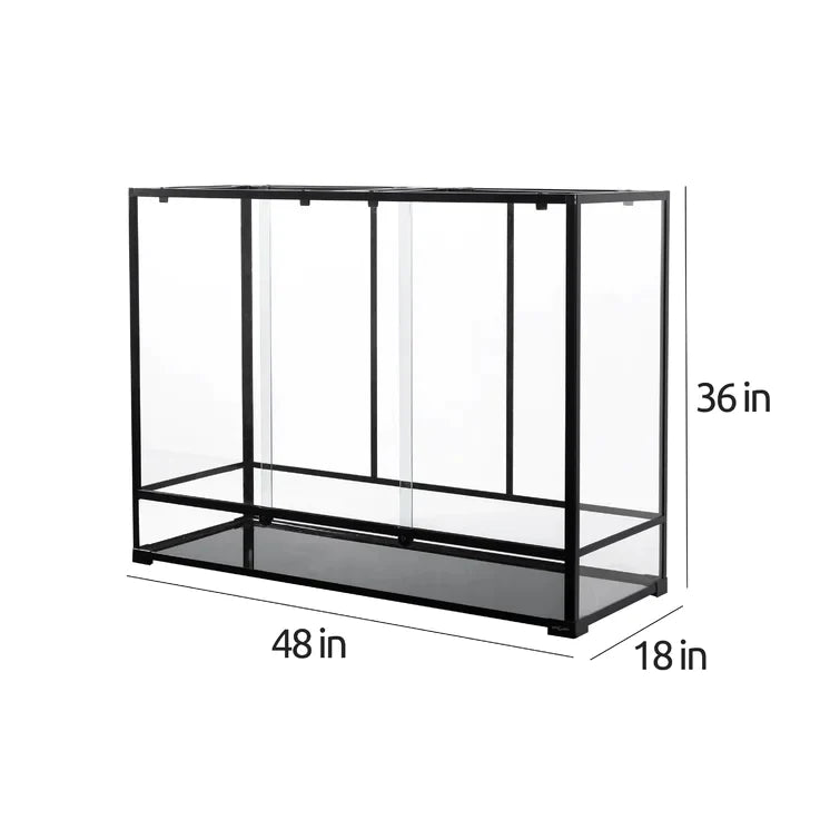 REPTIZOO Reptile 135 Gallon Large Glass Terrarium 48" x 18" x 36" Sliding Doors Reptile Terrarium RK481836 - REPTI ZOO