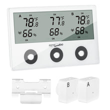 Load image into Gallery viewer, REPTI ZOO 3-Channels Wireless Reptile Thermometer and Humidity Gauge Large Screen Display