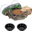 Gecko licking food from branch-style reptile food dish with suction cups and spare bowls