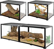 Load image into Gallery viewer, REPTIZOO 84 Gallon Extra-Long Reptile Terrarium  60" x 18" x 18" Spliceable Glass Reptile Tank Double Top Cover