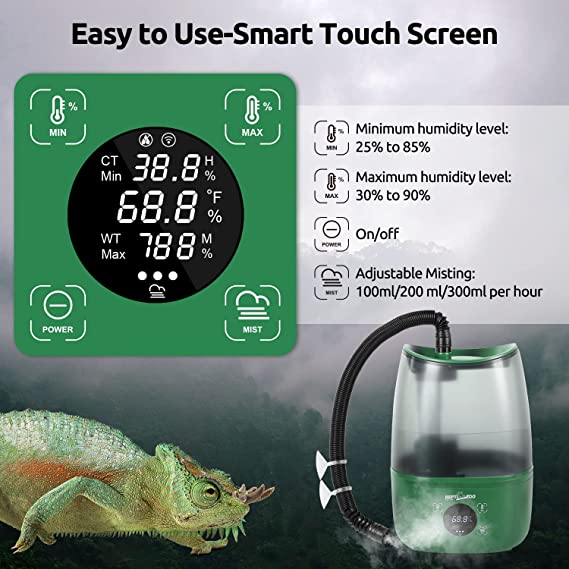 REPTIZOO 4L Large Reptile Fogger with Humidity Control and Extended Tube Automatic Reptile Misting System