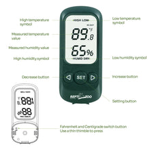 Load image into Gallery viewer, High Presicion Sensitive Digital Thermometer Hygrometer for Reptile Terraium Aquarium with High and Low Alarm Function 3-Sides Mounting
