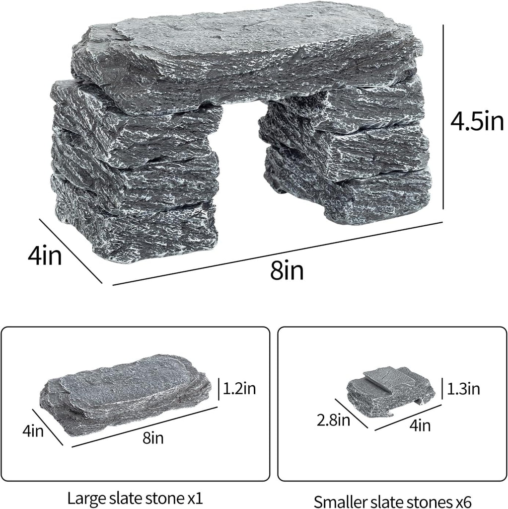 REPTIZOO Reptile Hide Resin Slate Stones Cave