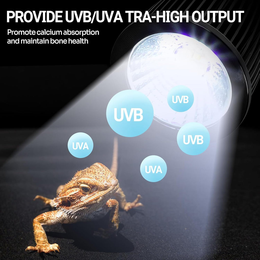 REPTI ZOO UVB Reptile Light Bulb, 3W 10.0 UVB LED Lamp for Desert Reptile, UVB UVA Tra-high Output Compact Lamp, Full Spectrum Sun Lamp for Bearded Dragon, Leopard Gecko, Lizard, Spider, Tortoise
