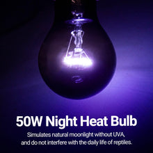 Load image into Gallery viewer, 2PCS Purple Reptile Night Heat Lamp, 50W Moonlight Heat Bulb Infrared Heating Lamp for Bearded Dragon, Lizard, Snake, Turtle