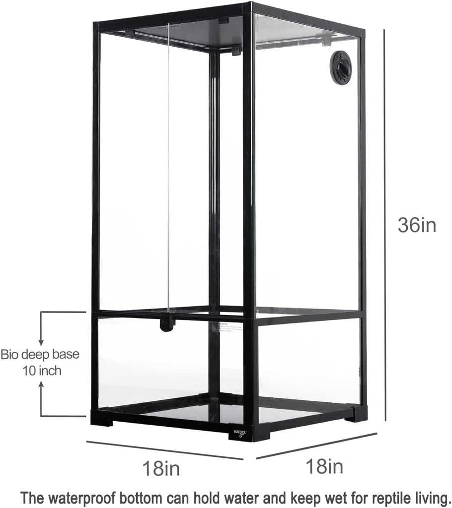 48 Gallon 18" x 18"x 36" Vertical Reptile Terrarium , Front Opening Glass Reptile Cage for Chameleon Iguana RK454590