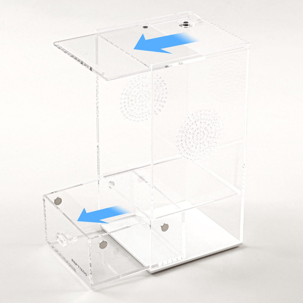 REPTI ZOO Magnetic Acrylic Reptile Terrarium, Transparent Tarantula Spider Enclosure Micro Breeding Box