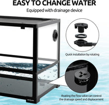 Load image into Gallery viewer, REPTIZOO 50 Gallon Large Turtle Tank Aquarium, 36"×18"×18" Tortoise Habitat Water-Land Ecological Turtle Tank with Drainage System Aquatic Turtle Tank Aquarium, Terrarium for Tree Frogs, Salamanders