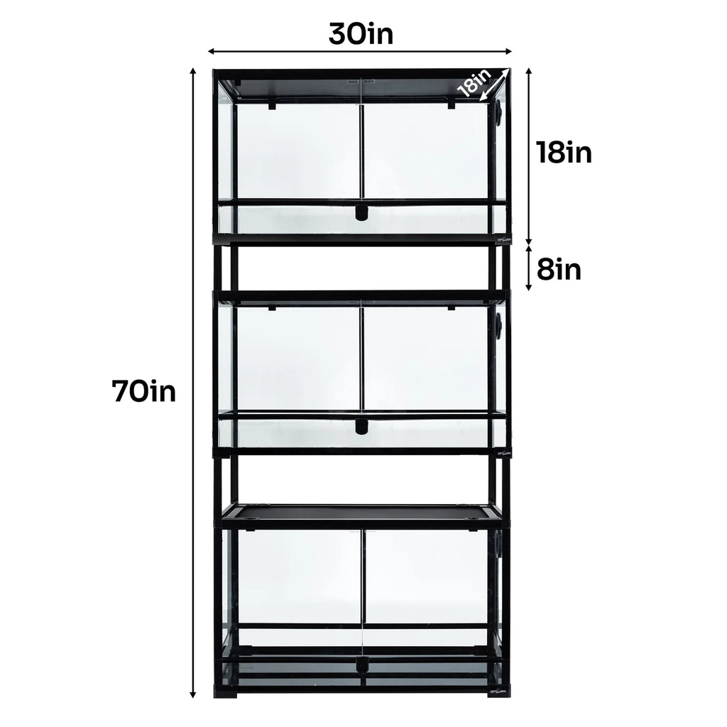 REPTI ZOO 30'' x 18'' x 70'' Stackable Reptile Tank (3 tanks stacked)
