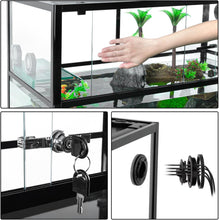 Load image into Gallery viewer, REPTIZOO 50 Gallon Large Turtle Tank Aquarium, 36"×18"×18" Tortoise Habitat Water-Land Ecological Turtle Tank with Drainage System Aquatic Turtle Tank Aquarium, Terrarium for Tree Frogs, Salamanders