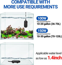 Load image into Gallery viewer, REPTIZOO 100W Aquarium Heater, 78℉ Preset Turtle Heater with LED Digital Display Submersible Mini Fish Tank Heater for 10-20 Gallons Tank, Aquarium Tank Heater for Turtle Betta Fish Tree Frogs