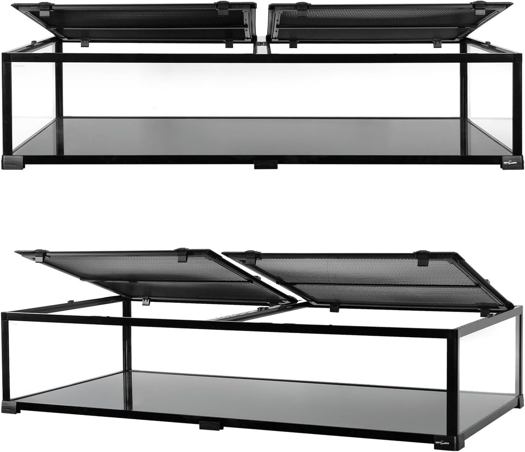 REPTIZOO 50 Gallon Glass Reptile Tank 48" x 24" x 10" Wide & Low Reptile Terrarium