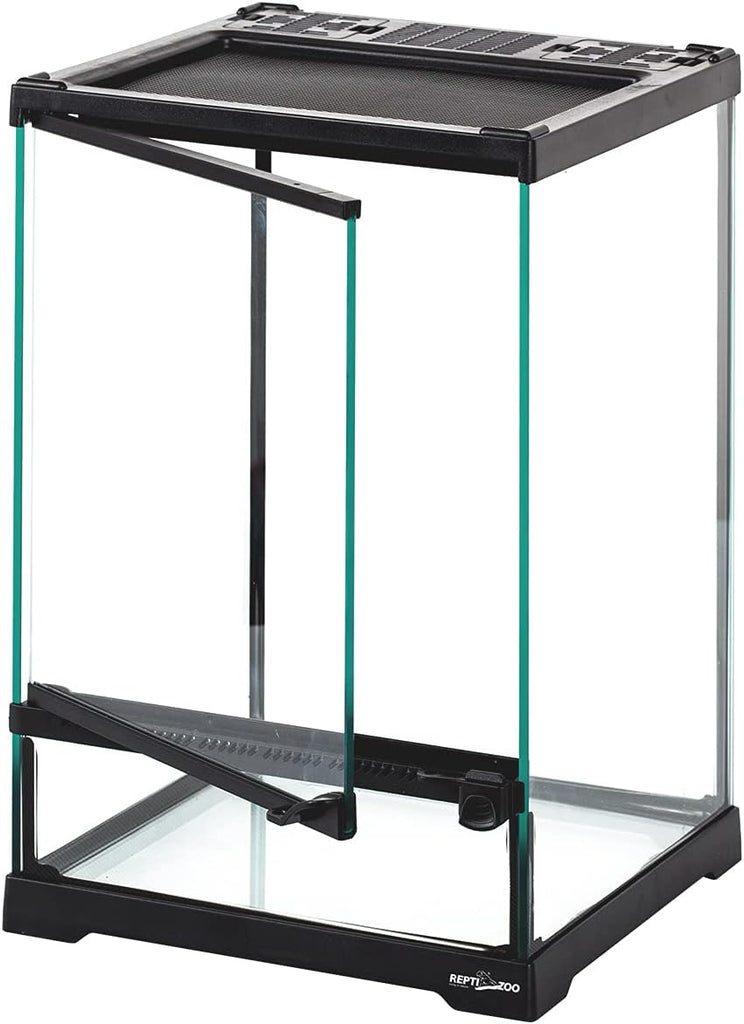REPTIZOO Glass Terrarium Tank 8"x8"x12", Front Opening Door Full View Visually Appealing Mini Reptile or Amphibians Habitat
