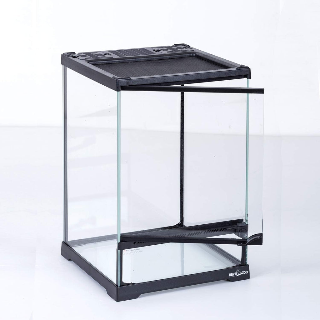 REPTIZOO Glass Terrarium Tank 8"x8"x12", Front Opening Door Full View Visually Appealing Mini Reptile or Amphibians Habitat