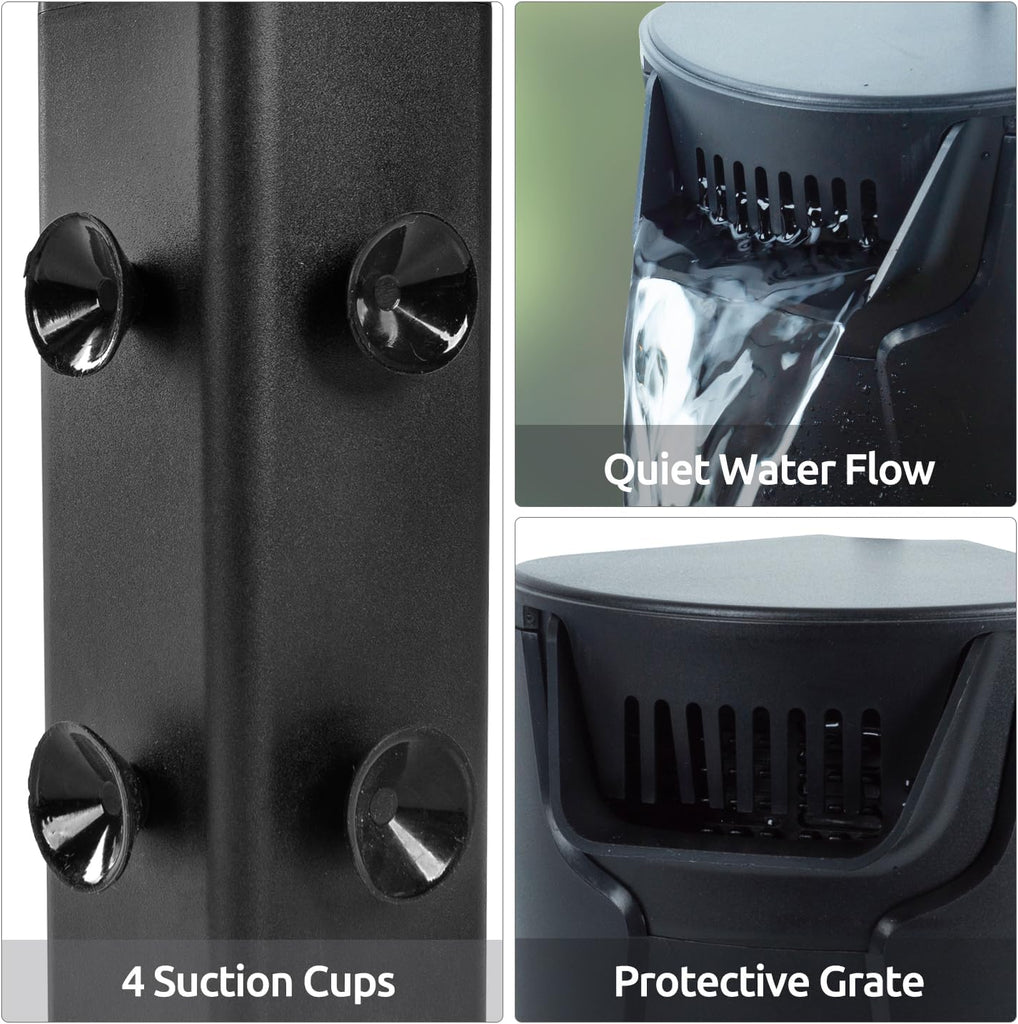 REPTIZOO Turtle Tank Filter Aquarium Corner Internal Filter, Low Level Waterfall Turtle Filter with 3-Stage Bio-Filtration, 45GPH Quiet Aquatic Reptile Internal Filter, Up to 10 Gallon
