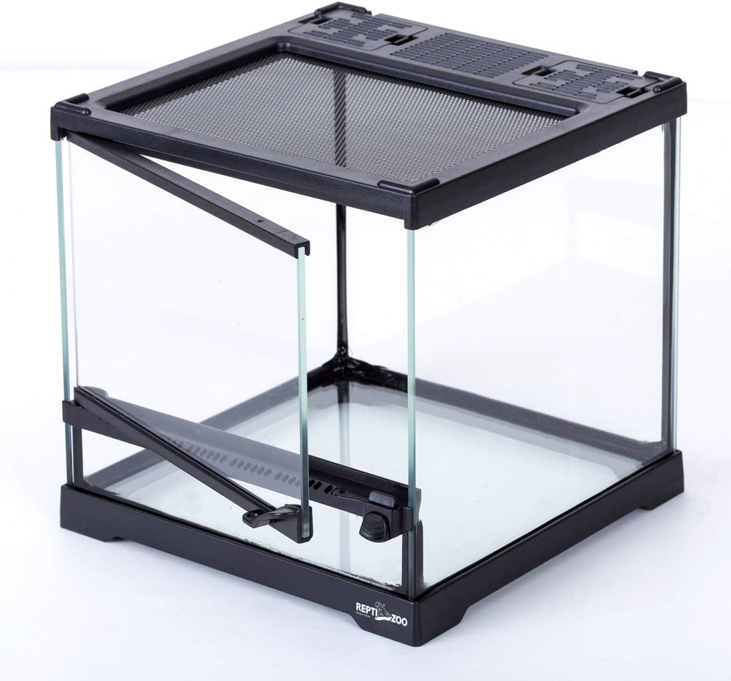 REPTIZOO Glass Terrarium Tank 8"x8"x12", Front Opening Door Full View Visually Appealing Mini Reptile or Amphibians Habitat