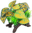 Artificial reptile terrarium plant with yellow-green leaves and a realistic brown base