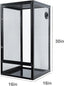 Mesh reptile terrarium cage 16x16x30 inches, black frame, front door, ventilation port
