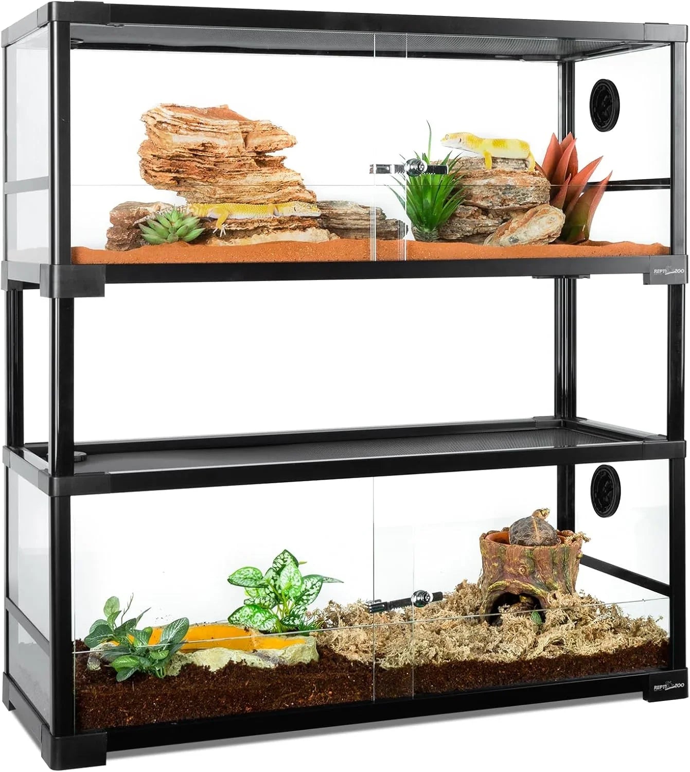 planted reptile terrarium REPTI ZOO 40 Gallon Double Stacked Glass Reptile Terrarium with Sliding Doors