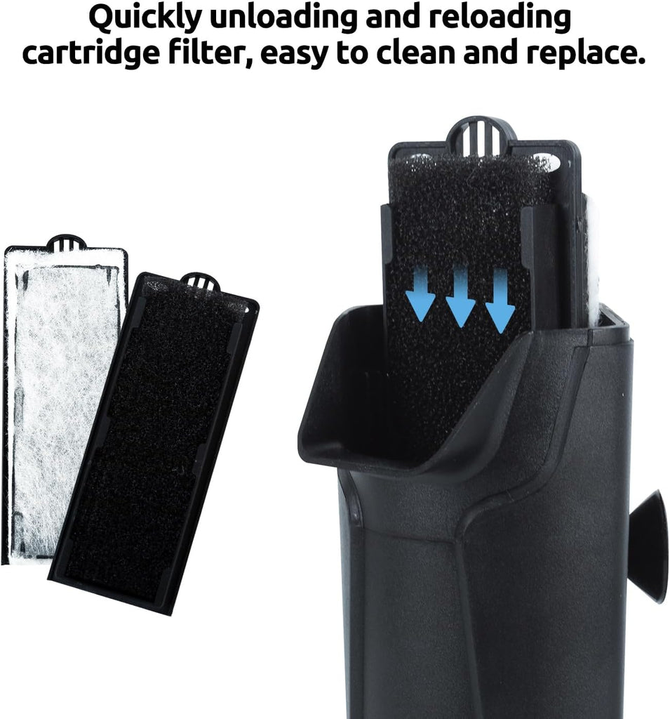 REPTIZOO Turtle Tank Filter Aquarium Corner Internal Filter, Low Level Waterfall Turtle Filter with 3-Stage Bio-Filtration, 45GPH Quiet Aquatic Reptile Internal Filter, Up to 10 Gallon