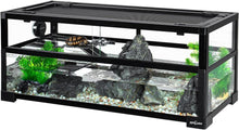 Load image into Gallery viewer, Turtle Tank Aquarium, 30"×12"×12" Water-Land Ecological Tortoise Tank Kit with Drainage System