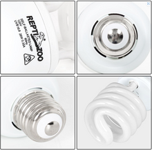 Load image into Gallery viewer, REPTIZOO Reptile Heat Lamp Bulb and UVB 10.0 Reptile Light Combo Pack, 100W Intense Basking Spot Light UVA Heat Lamp Bulb, 26W Energy Saving UVA UVB Bulb Spiral Compact Bulb