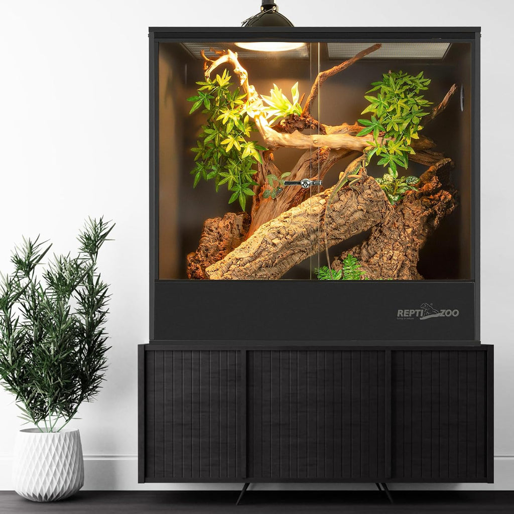 REPTIZOO 30/67/100 Gallon PVC Reptile Tank for Chameleon Frog Gecko Lizard Arboreal Terrarium with Sliding Door & Screen Ventilation