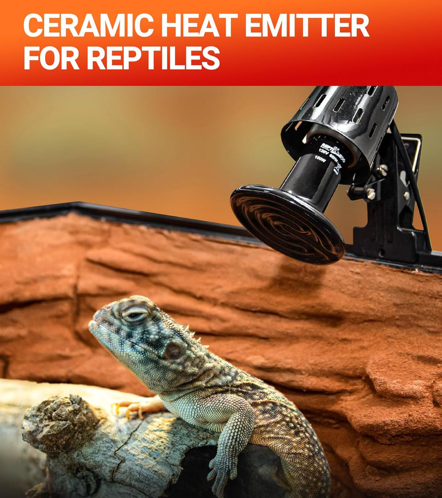 REPTI ZOO 100W Reptile Heat Lamp 2Pack Ceramic Heat Emitter Night Heat