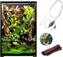 Load image into Gallery viewer, 67 Gallon Large Reptile Terrarium 24"x18"x 36" Glass Paludarium Tank with 10” Deep Base, Siphon Gravel Cleaner Set and Plants Growing Cotton Mat Included
