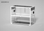 Custom glass reptile terrarium with side ventilation and sliding doors on a grey background