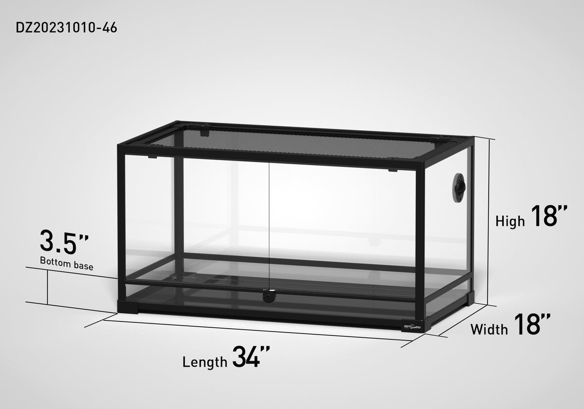 REPTI ZOO 48 Gallon 34" x 18"x 18" Glass Reptile Terrarium with Openin