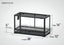 Glass reptile terrarium with mesh top, measuring 28x12x16 inches, 4 inch base, black frame
