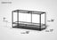 Glass reptile terrarium measuring 50 inches long, 17 inches wide, and 26 inches high.