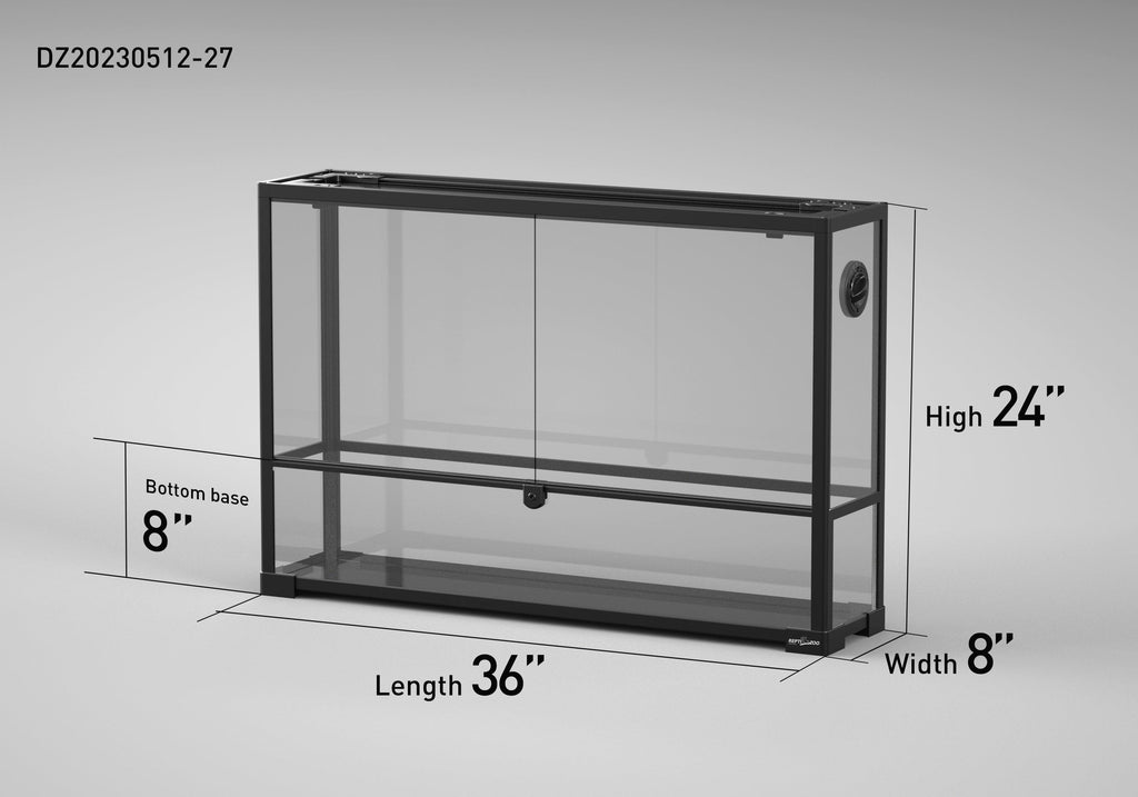 REPTI ZOO 36" x 8"x 24" Glass Reptile Terrarium with Front Opening Door Reptile Habitat Tank (customed reptile cage) - REPTI ZOO