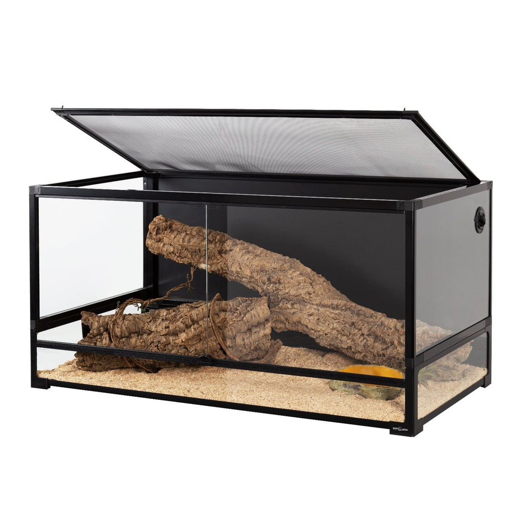 REPTI ZOO 120 Gallon Tempered Glass Reptile Large Terrarium Tank with Black PVC Back Panel Reptile Terrarium 48"x 24"x 24" Easy Folding NRK0127 - REPTI ZOO
