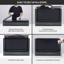 Load image into Gallery viewer, REPTI ZOO 120 Gallon Tempered Glass Reptile Large Terrarium Tank with Black PVC Back Panel Reptile Terrarium 48"x 24"x 24" Easy Folding NRK0127 - REPTI ZOO