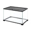 Glass reptile terrarium with black frame and mesh top, ideal for small reptiles or amphibians