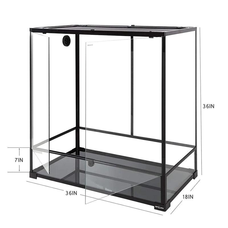 100 Gallon 36" x 18"x 36" Large Glass Reptile Enclosures, Front Opening Reptile Cages, Chameleon Reptile Tank RK0125 - REPTI ZOO