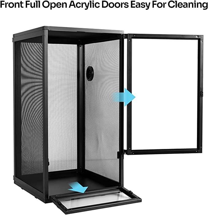 REPTI ZOO Foldable 30 Gallon Screen Chameleon Cage 16" x 16"x 30" with Collapsible Net Side Panels PAC404076 - REPTI ZOO