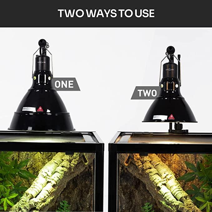REPTI ZOO 2 in 1 Deep Dome Reptile Light Fixture Adjustable Lamp Holder Max 200W RL19 - REPTI ZOO