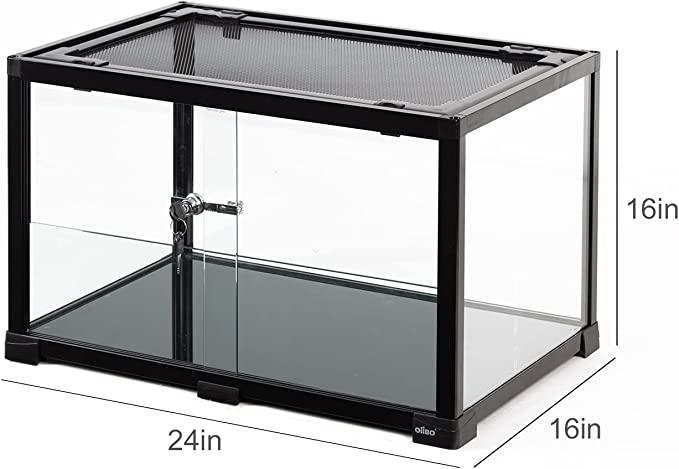REPTIZOO Reptile Terrarium 25 Gallon, 2 in 1 Knock-Down Glass Reptile Tank 24" x 16" x 16" - REPTI ZOO