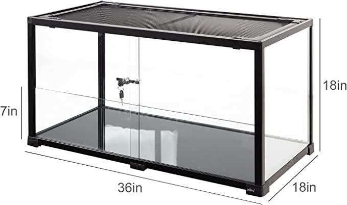 REPTIZOO 50 Gallon Reptile Terrarium, 2 in 1 Reptile Tank with Sliding Front Doors, 36" x 18" x 18" Bearded Dragon Tank - REPTI ZOO