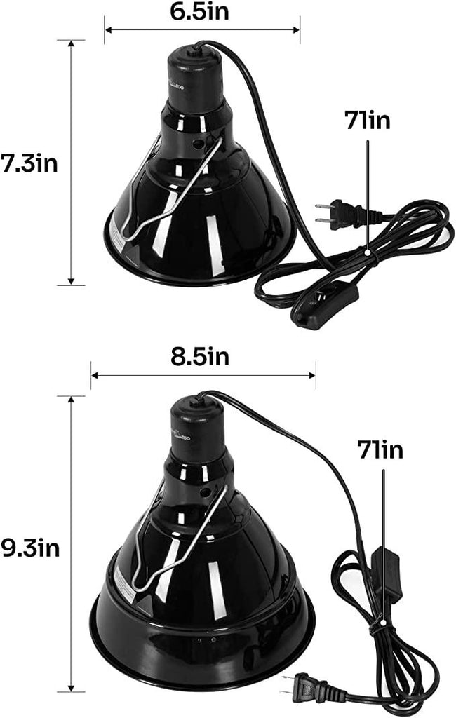 REPTI ZOO 2 in 1 Deep Dome Reptile Light Fixture Adjustable Lamp Holder Max 200W RL19 - REPTI ZOO