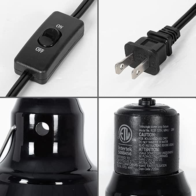 REPTI ZOO 2 in 1 Deep Dome Reptile Light Fixture Adjustable Lamp Holder Max 200W RL19 - REPTI ZOO
