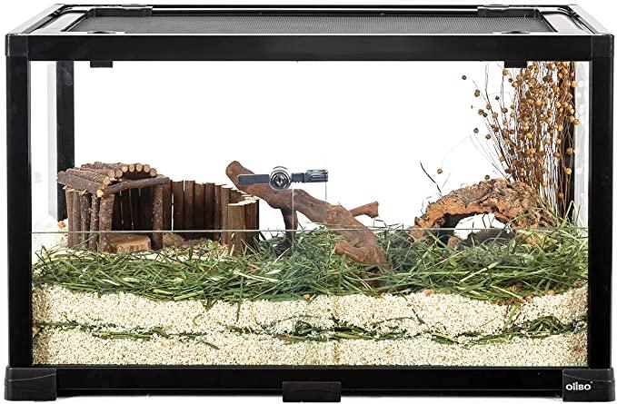 REPTIZOO Reptile Terrarium 25 Gallon, 2 in 1 Knock-Down Glass Reptile Tank 24" x 16" x 16" - REPTI ZOO