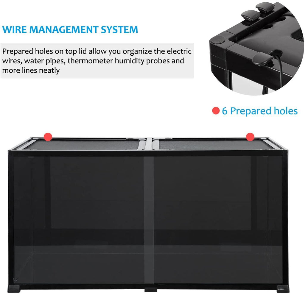 REPTI ZOO 2nd-Generation 120 Gallon Reptile Terrarium 48" x 24" x 24", Black-Tinted Glass ECO-Terrarium to Reduce Stress, Fully Knock-Down RKF0318B - REPTI ZOO