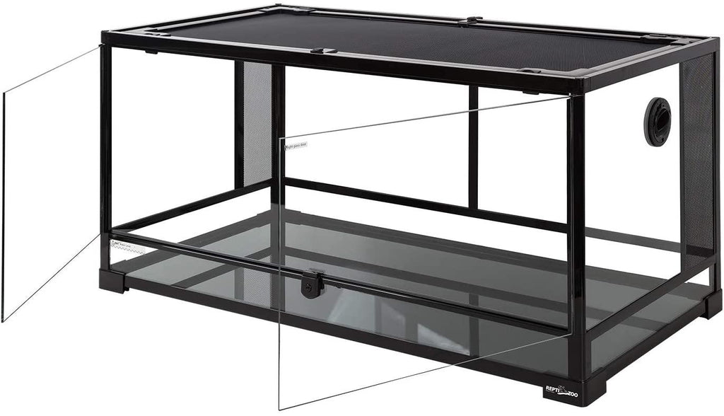 50 Gallon 36" x 18" x 18" Reptile Terrarium 2 in 1 Side Meshes Glasses and Side Full Glasses Double Hinge Door bearded dragon or snake tank RK0119P - REPTI ZOO