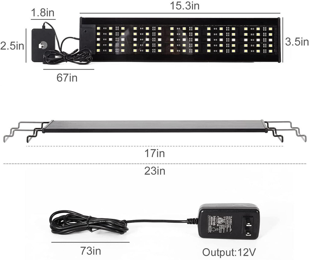 REPTI ZOO Reptile Aquarium Terrarium LED Light Ultra-thin Day and Night Light for Reptiles Aquarium Light, 3-Color Modes LED Light Hood 15W - REPTI ZOO