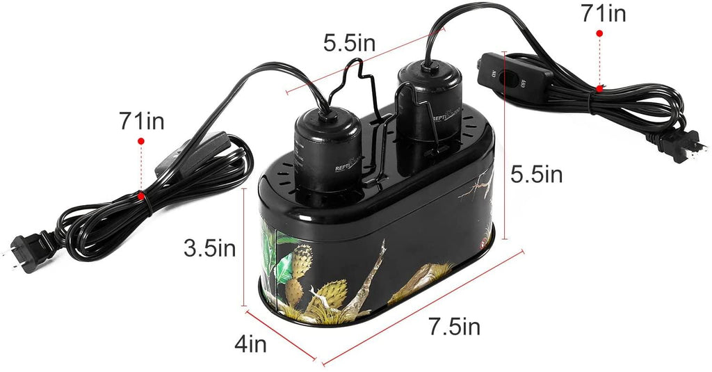 REPTI ZOO Nano Combo Print Tropical Desert Reptile Dual Deep Dome Lamp Fixture - REPTI ZOO