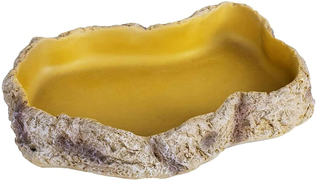 REPTIZOO Reptile Food Dish Terrarium Water Bowl Food Feeding Bowl for Reptile Amphibian Pets Medium(6.8" x 5" x 1.3") - REPTI ZOO